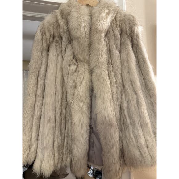 Saga Mink Blue Fox Fur W/Bemberg Lining Hook & Eye Close Coat Sz Medium - Picture 8 of 8